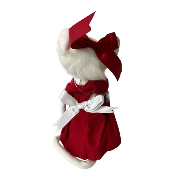 Annalee Dolls Valentine Girl Mouse 6" Poseable Plush Tags Handmade White Red - Picture 5 of 10